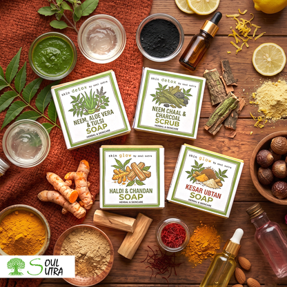 2 TYPE DETOX + 2 TYPE GLOW SOAP BY SOUL SUTRA [ PACK OF 4 ]