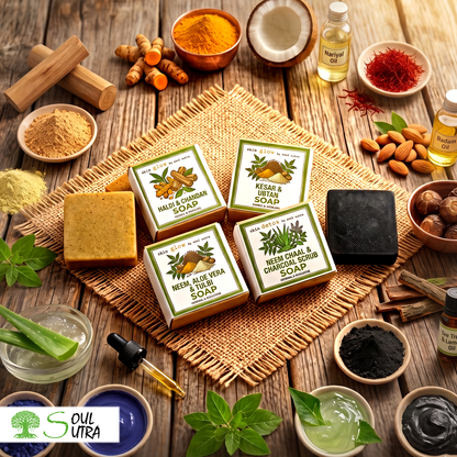 2 TYPE DETOX + 2 TYPE GLOW SOAP BY SOUL SUTRA [ PACK OF 4 ]